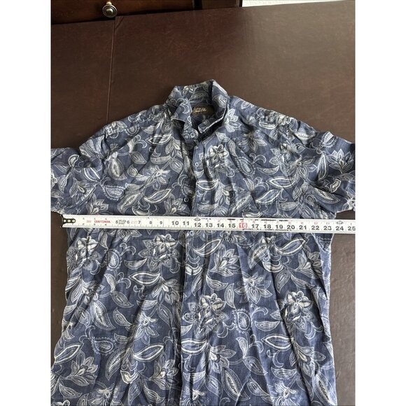 Tasso Elba Mens Floral Navy Lightweight Summer Shirt size L - Picture 8 of 10